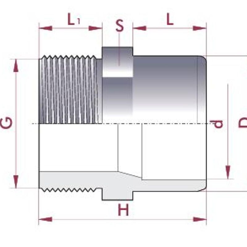 Pvc Adapter nippel | Ø63/ 50 x 1½
