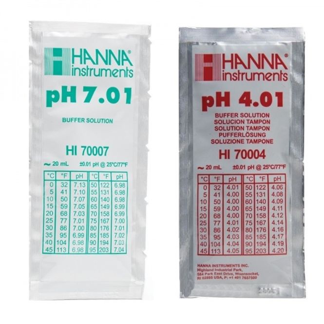 Hovedbillede HANNA KALIBRERINGSVÆSKE 1 x 20ML pH7.01 + 1 x 20ML pH4.01
